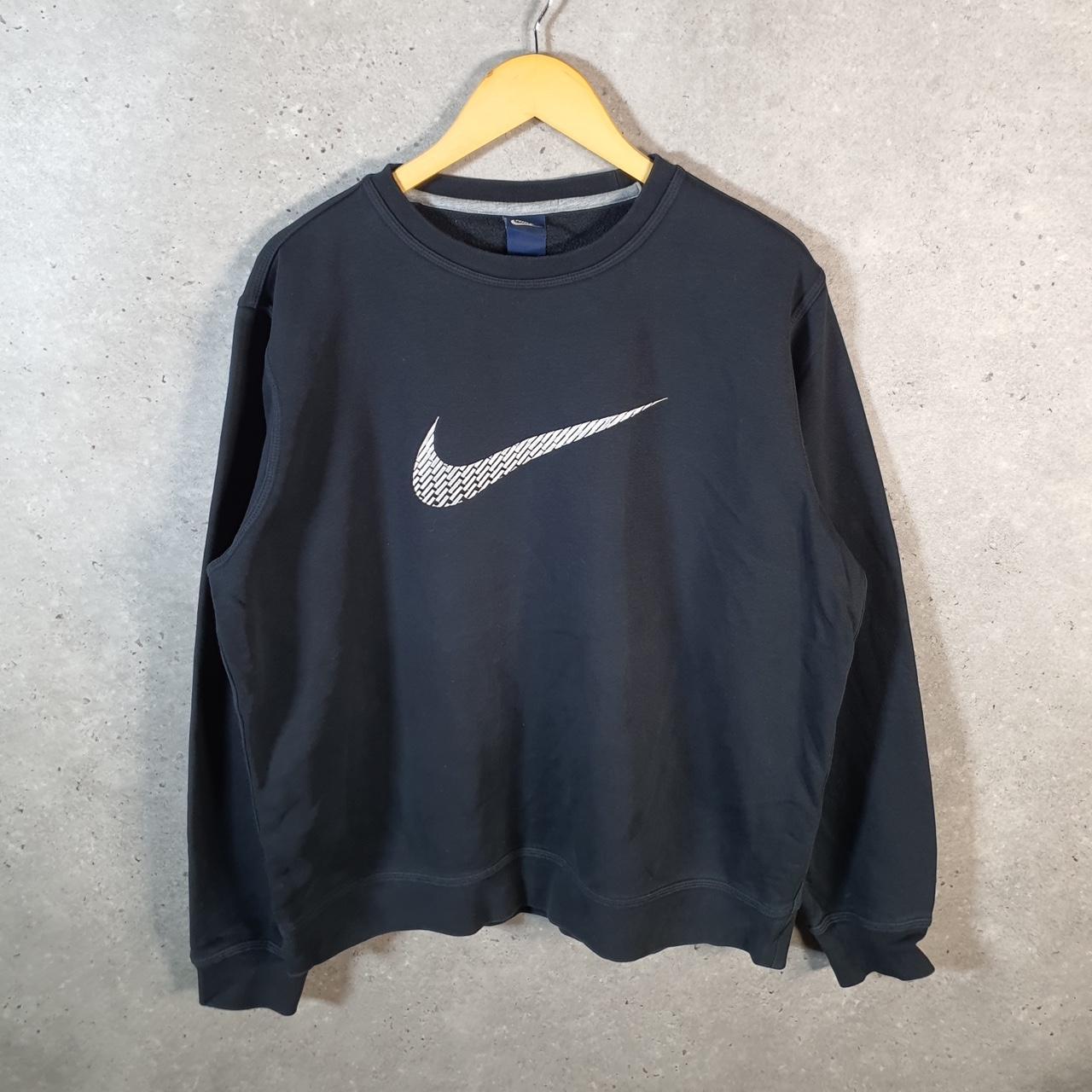Vintage Nike Club Sweatshirt Men’s XL Black Swoosh Y2K Pullover Logo