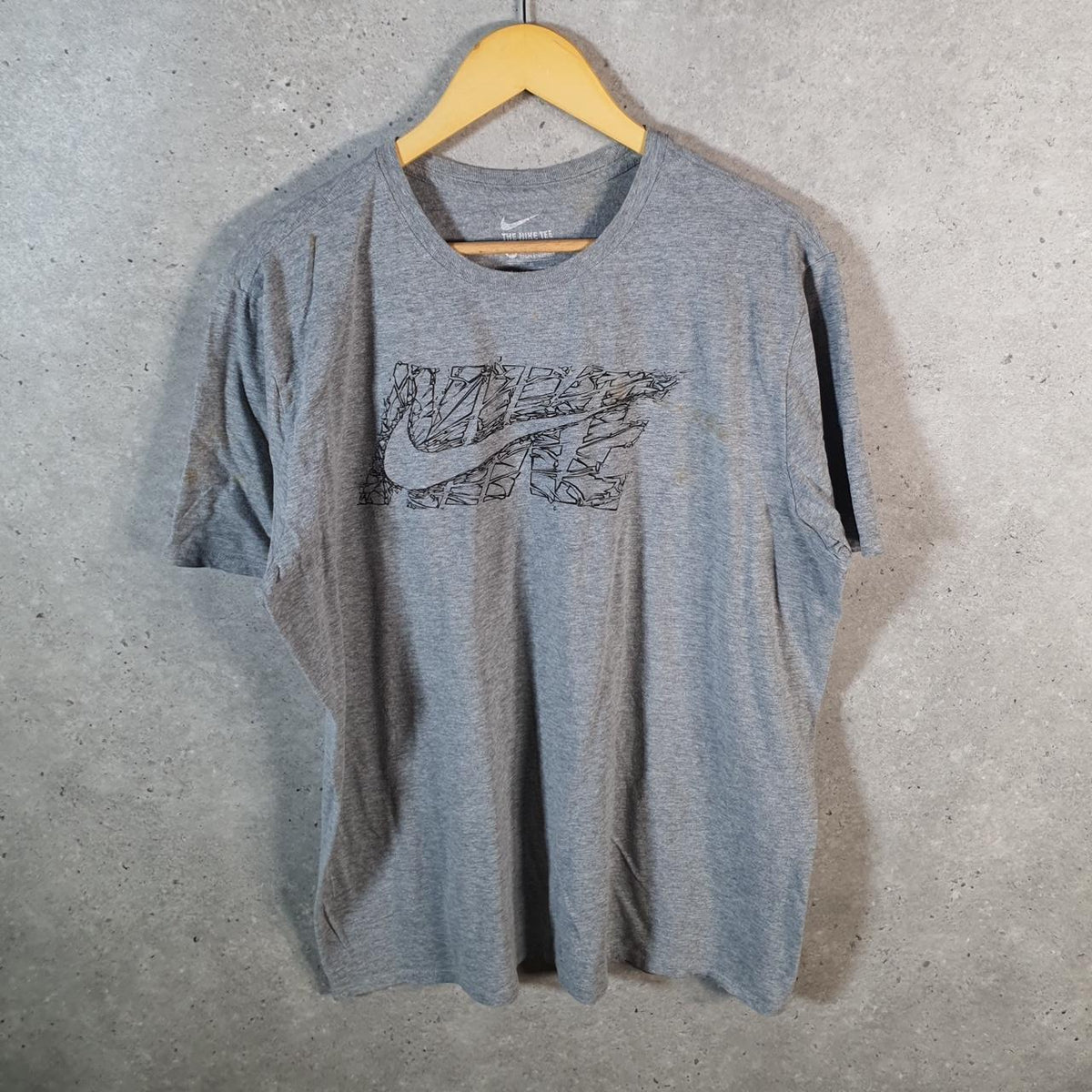 Vintage Nike Graphic Spellout T Shirt Men’s XL Grey Logo Swoosh Athletic