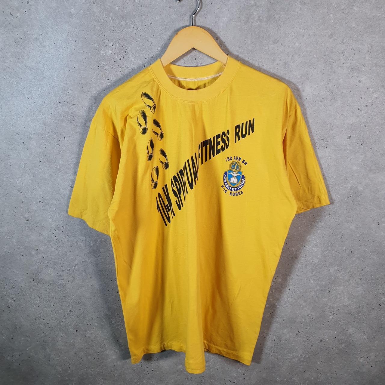 Vintage 10K Korea Fitness Run USA 90s Single Stitch T Shirt Men’s Medium Orange C9394