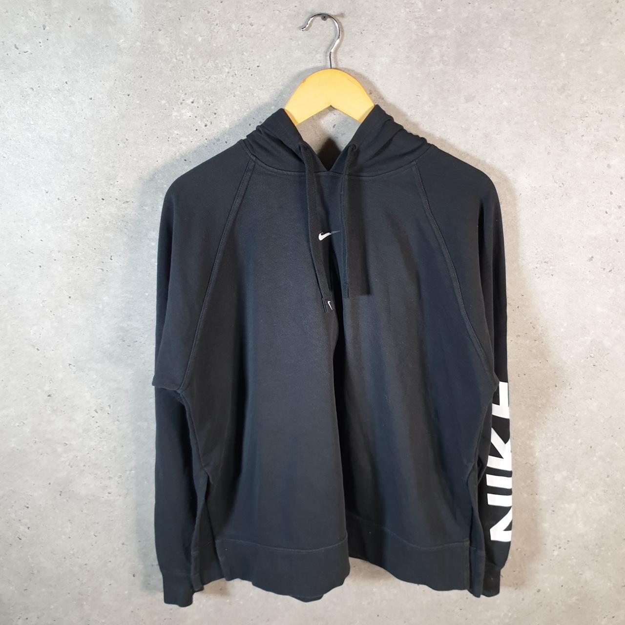 Vintage Nike Dri Fit Hoodie Womens Large Black Swoosh Y2K Pullover Sweatshirt Logo