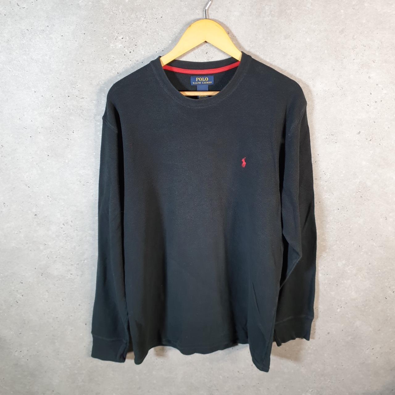 Vintage Ralph Lauren Polo Knit Sweatshirt Men’s Large Black Cotton Pullover Pony