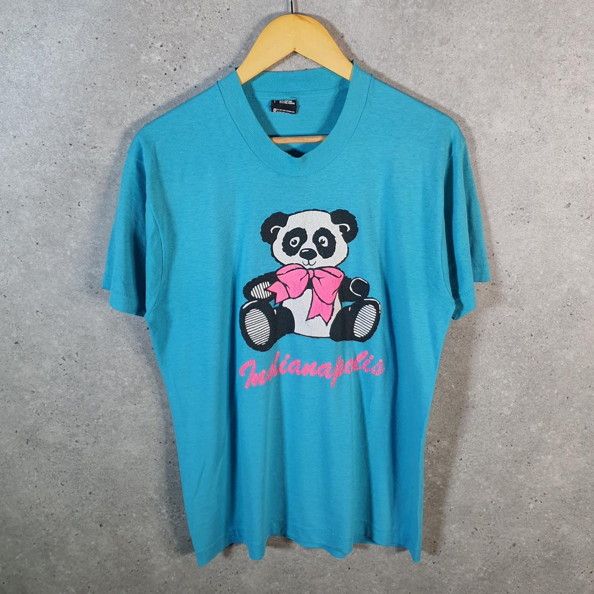 Vintage Screen Stars Indianapolis Teddy Bear 90s Single Stitch T Shirt Men’s Large Blue