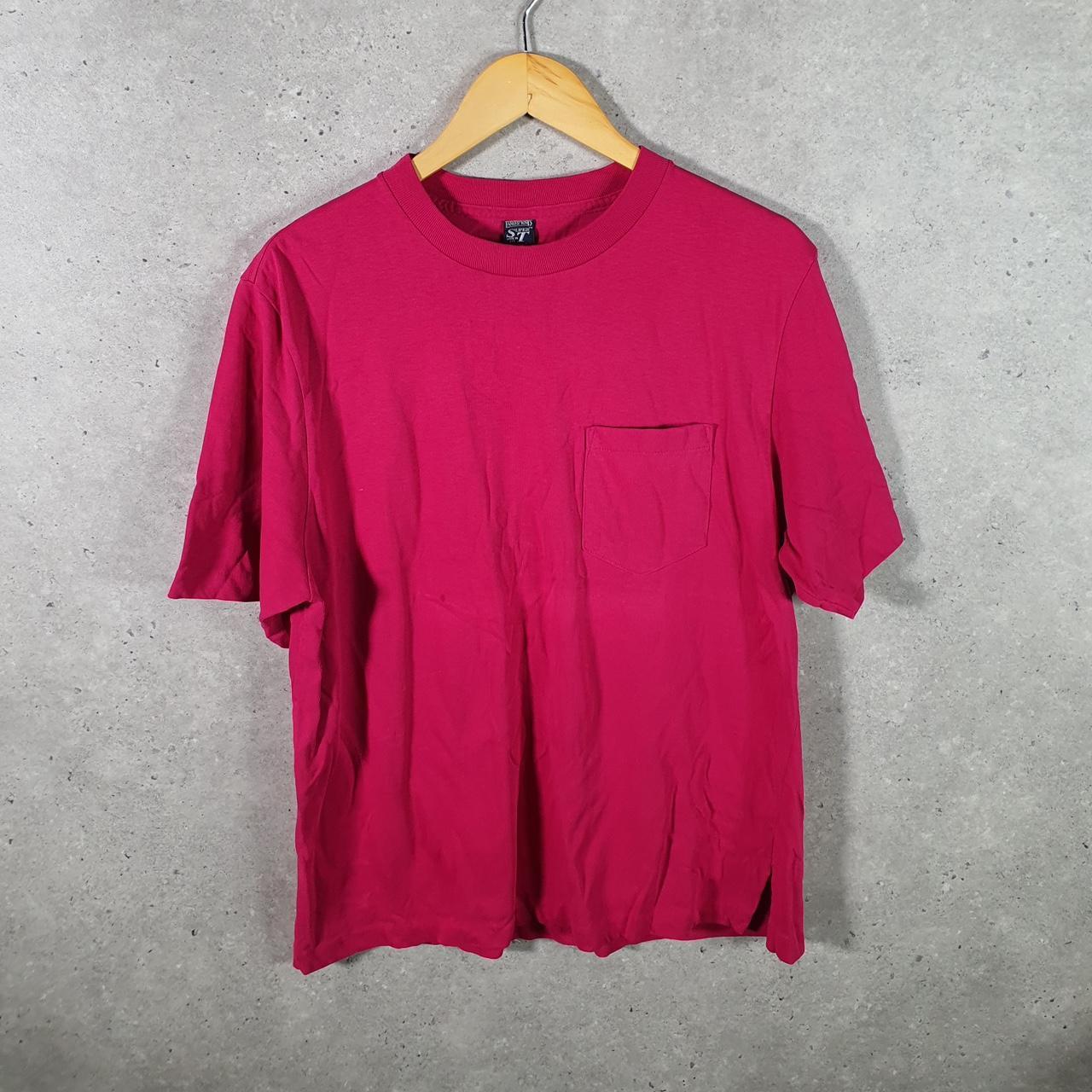 Vintage Lands End Super T Pocket 90s USA Single Stitch T Shirt Womens Large Pink