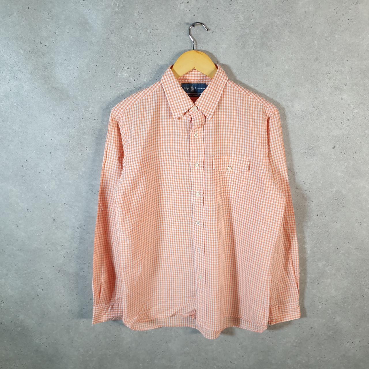 Vintage Ralph Lauren Button Down Shirt Men’s Medium Orange Custom Fit Cotton