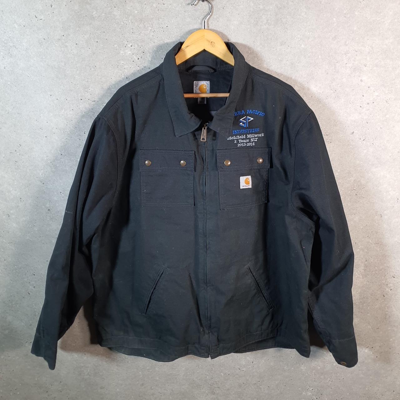 Vintage Carhartt Flint Ripstop Canvas Chore Jacket Men’s 2XL Black Workwear USA G2102