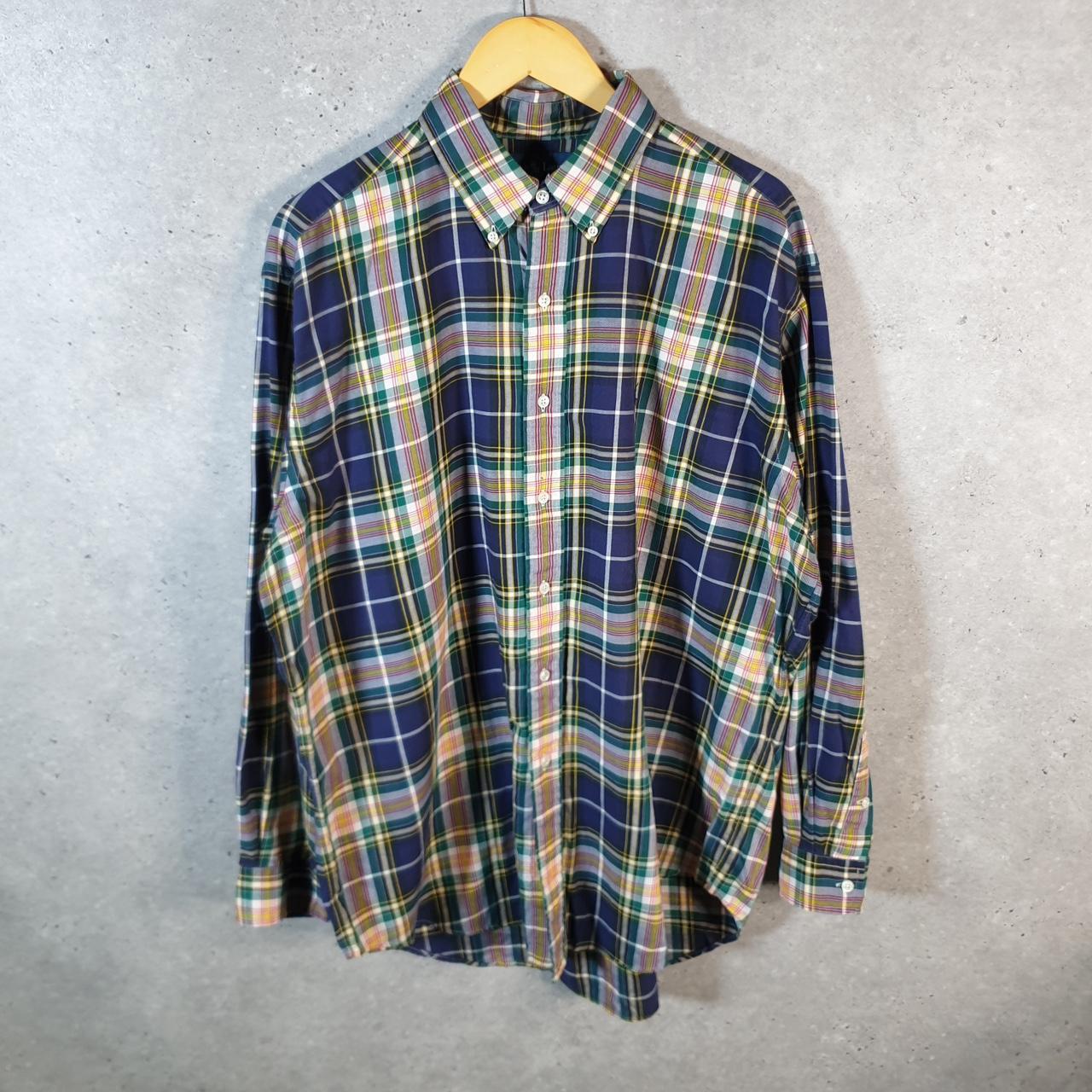Vintage Ralph Lauren Button Down Shirt Men’s Large Yellow Checkered Blake Fit Pony