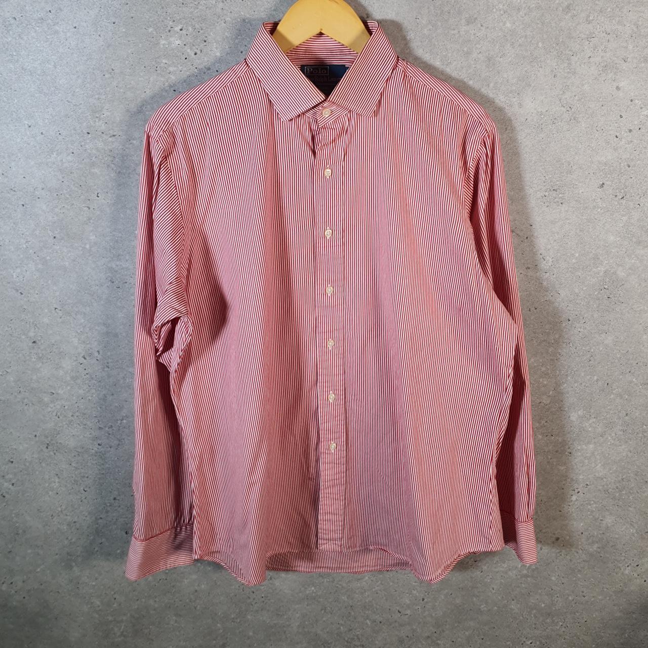 Vintage Ralph Lauren Button Down Shirt Men’s XL Red Striped Regent Custom Fit Cotton