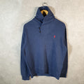 Vintage Ralph Lauren Polo 1/4 Button Sweatshirt Men’s Medium Navy Blue Cotton Pullover Pony