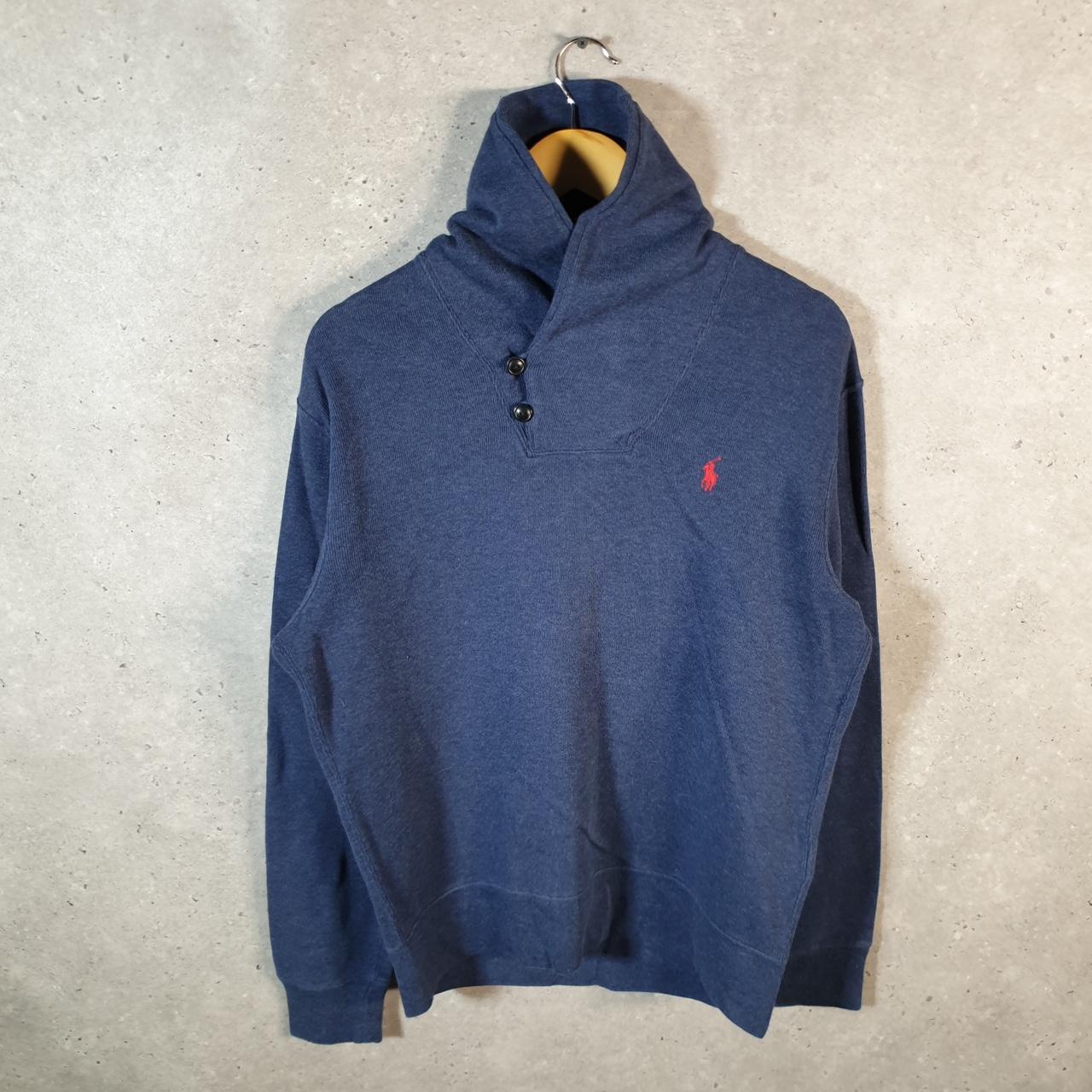 Vintage Ralph Lauren Polo 1/4 Button Sweatshirt Men’s Medium Navy Blue Cotton Pullover Pony