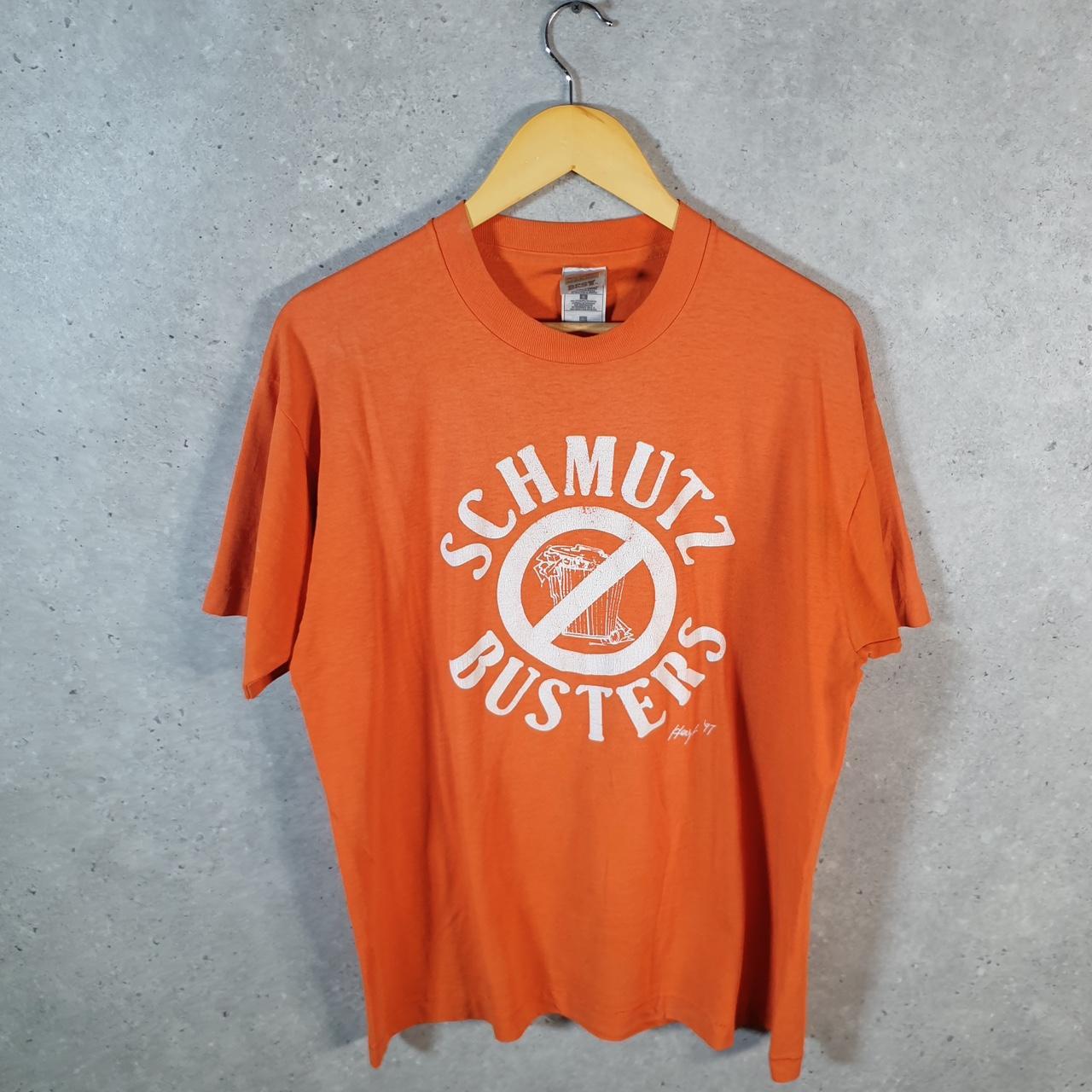 Vintage Fruit of the Loom Dream Schmutz Busters 1997 Single Stitch T Shirt Men’s Large Orange
