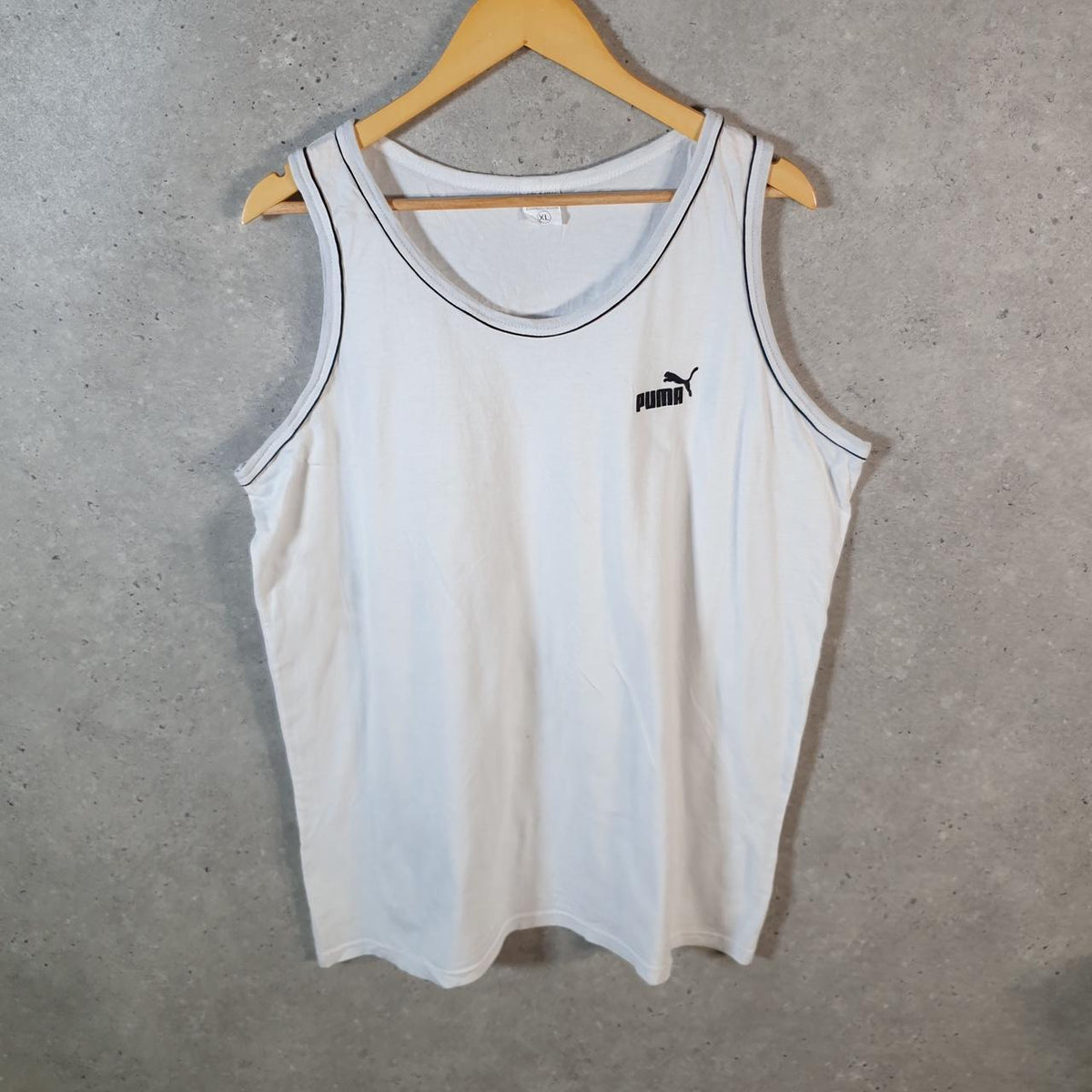 Vintage Puma Spellout Vest Men’s XL White sports Logo Athletic