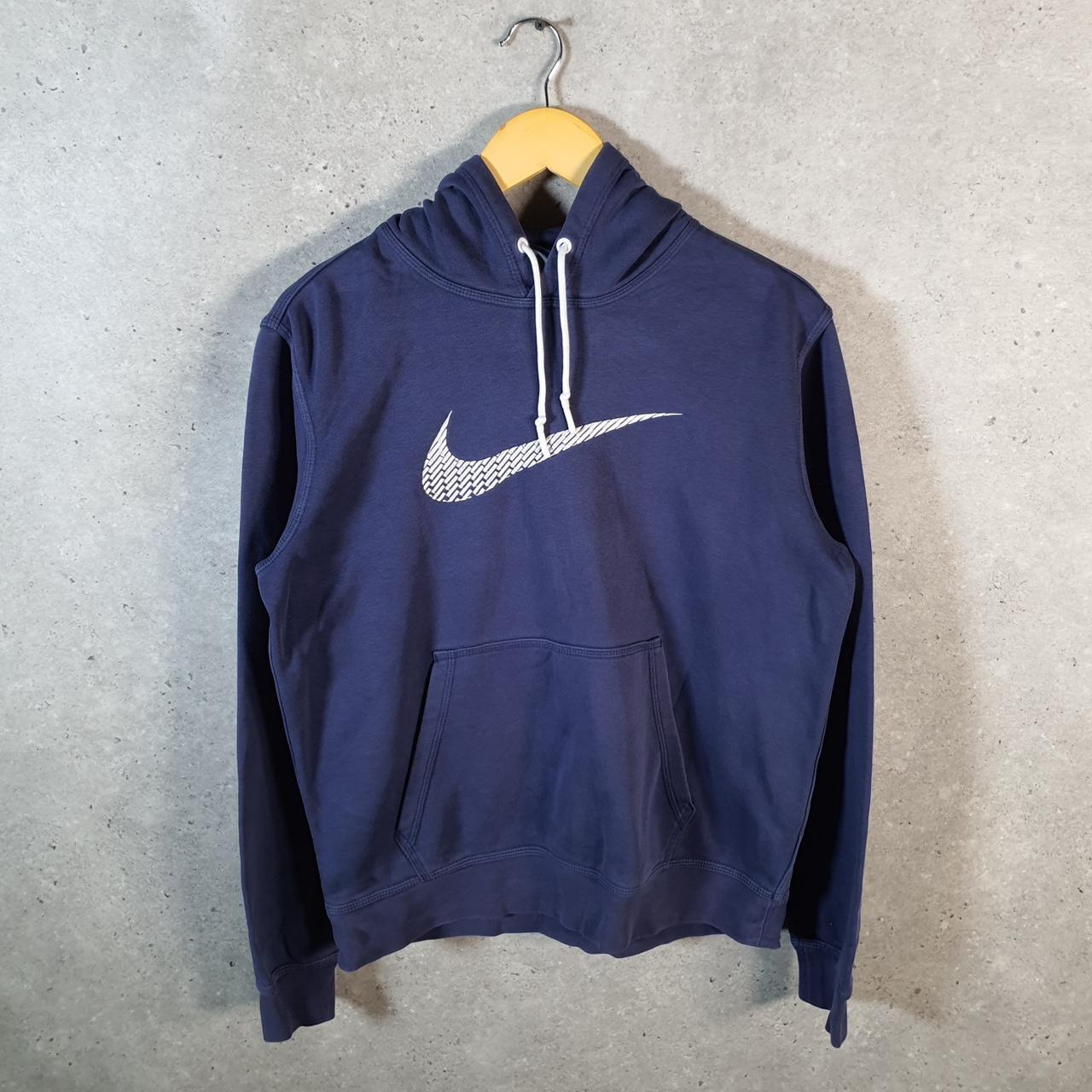 Vintage Nike Club Hoodie Men’s Medium Navy Blue Swoosh Y2K Pullover Logo