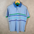 Vintage Tommy Hilfiger Polo Shirt Men’s Medium Blue Striped Custom Fit Embroidered Logo