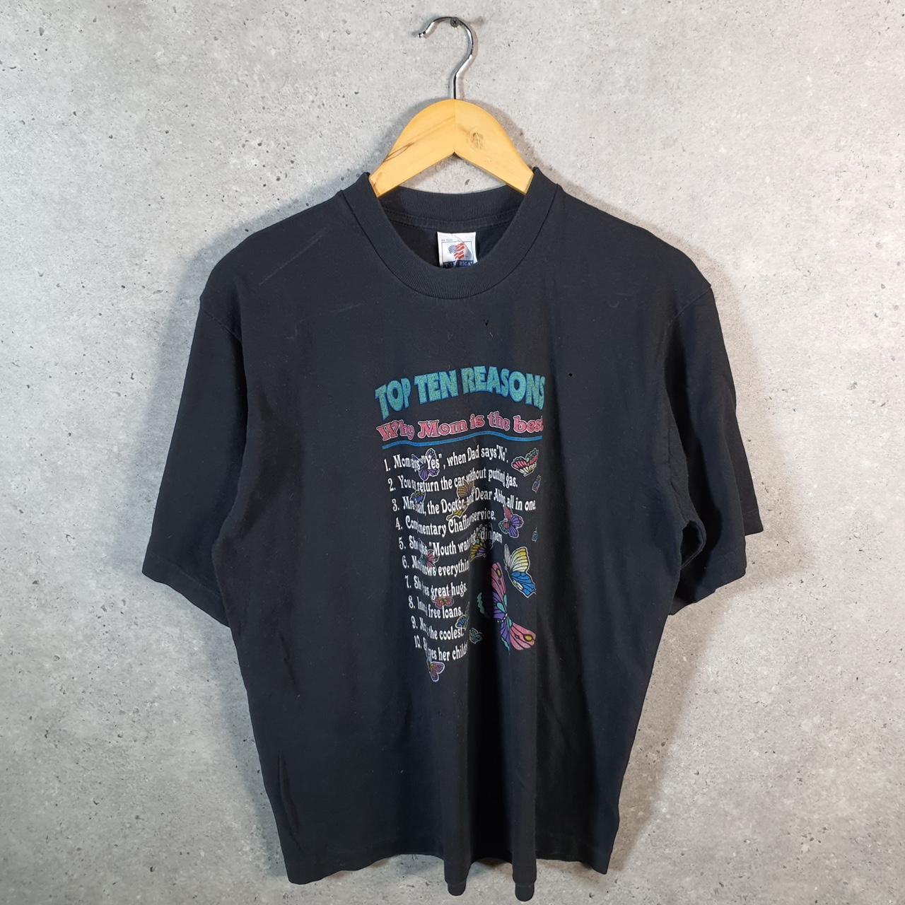 Vintage 10 Reasons Why Moms are the Best 90s USA Single Stitch T Shirt Men’s Medium Black