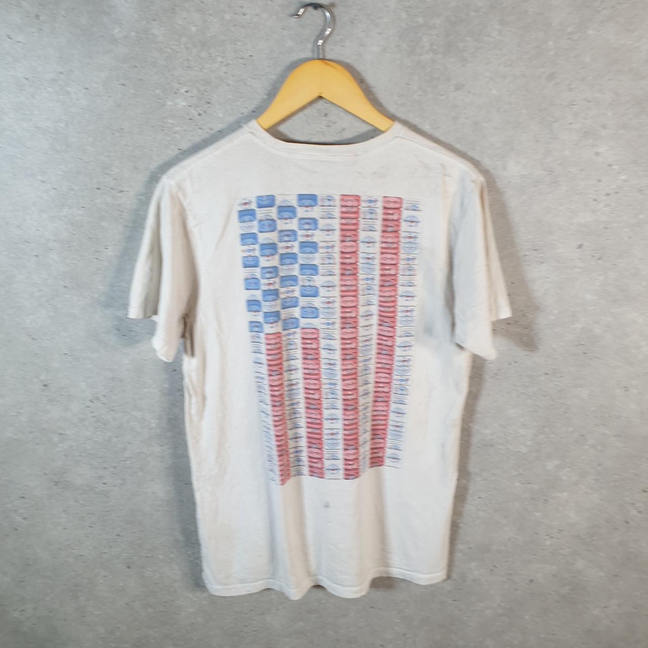 Vintage Vans Off the Wall Beer USA Flag T Shirt Men’s Medium White Custom Fit Casual