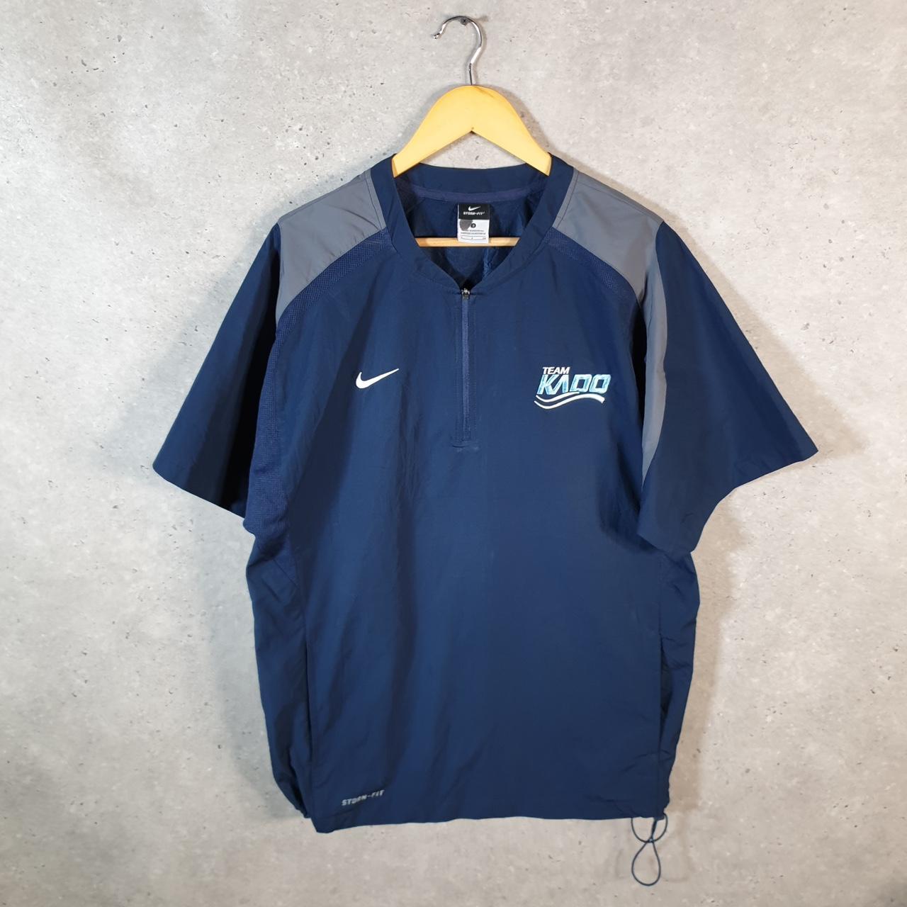 Vintage Nike Storm Fit Windbreaker Track Jacket Mens Small Blue USA Swoosh 1/4 Zip USA