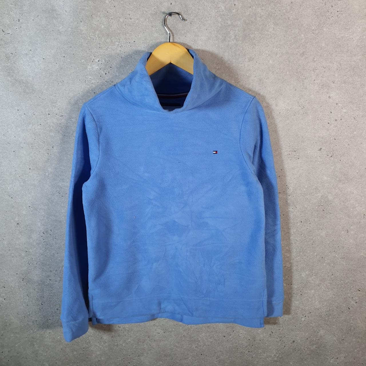 Tommy Hilfiger Fleece Pullover Sweatshirt Womens Small Blue Embroidered Logo