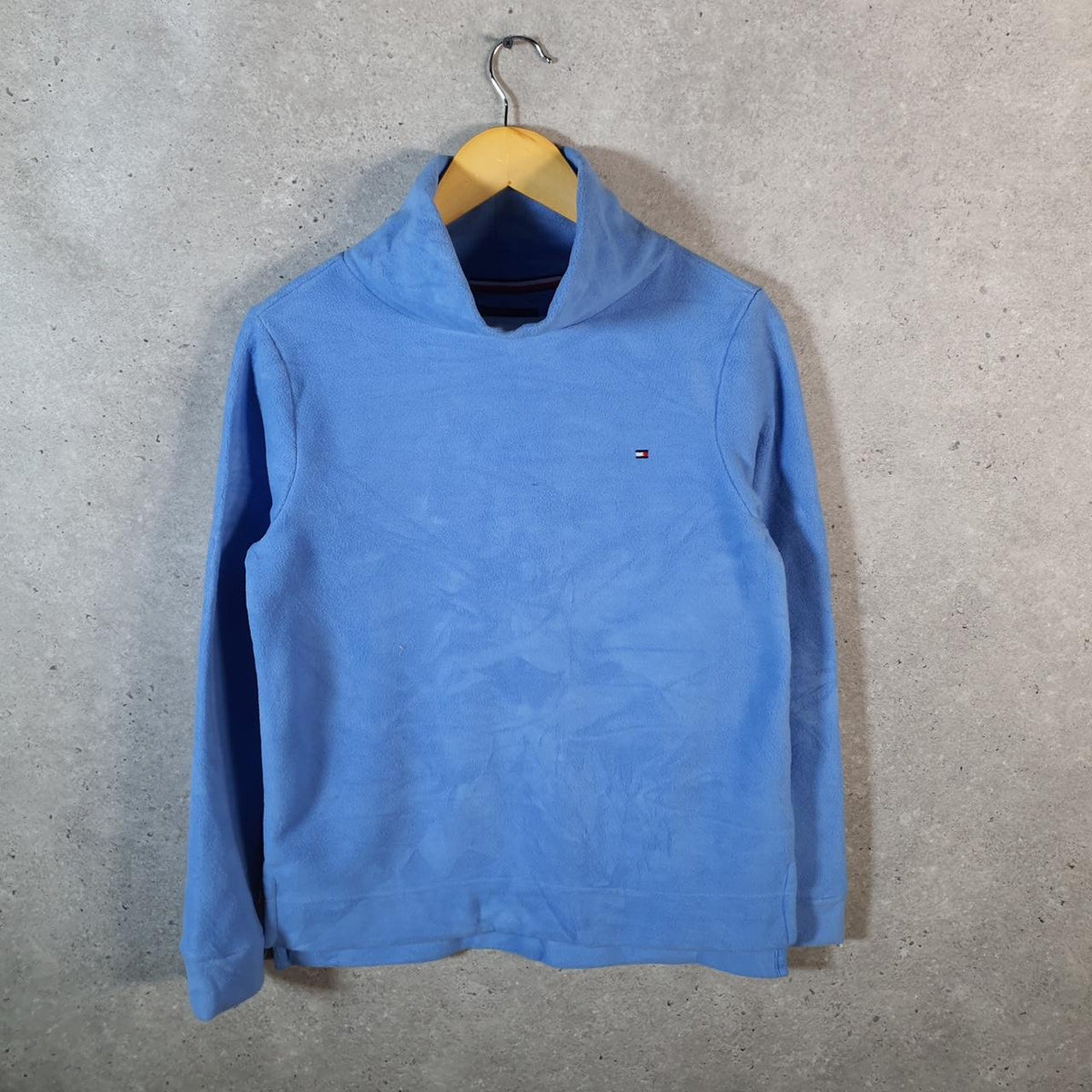 Tommy Hilfiger Fleece Pullover Sweatshirt Womens Small Blue Embroidered Logo