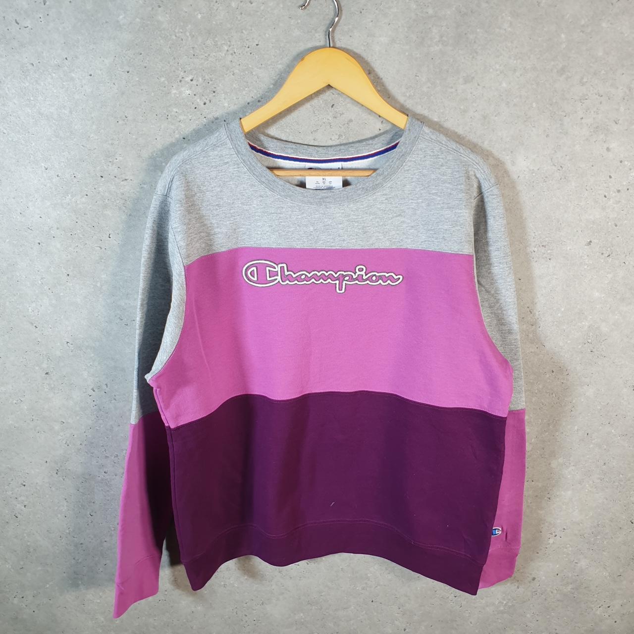 Vintage Champion Sweatshirt Womens XL Grey USA Pullover Embroidered Spellout