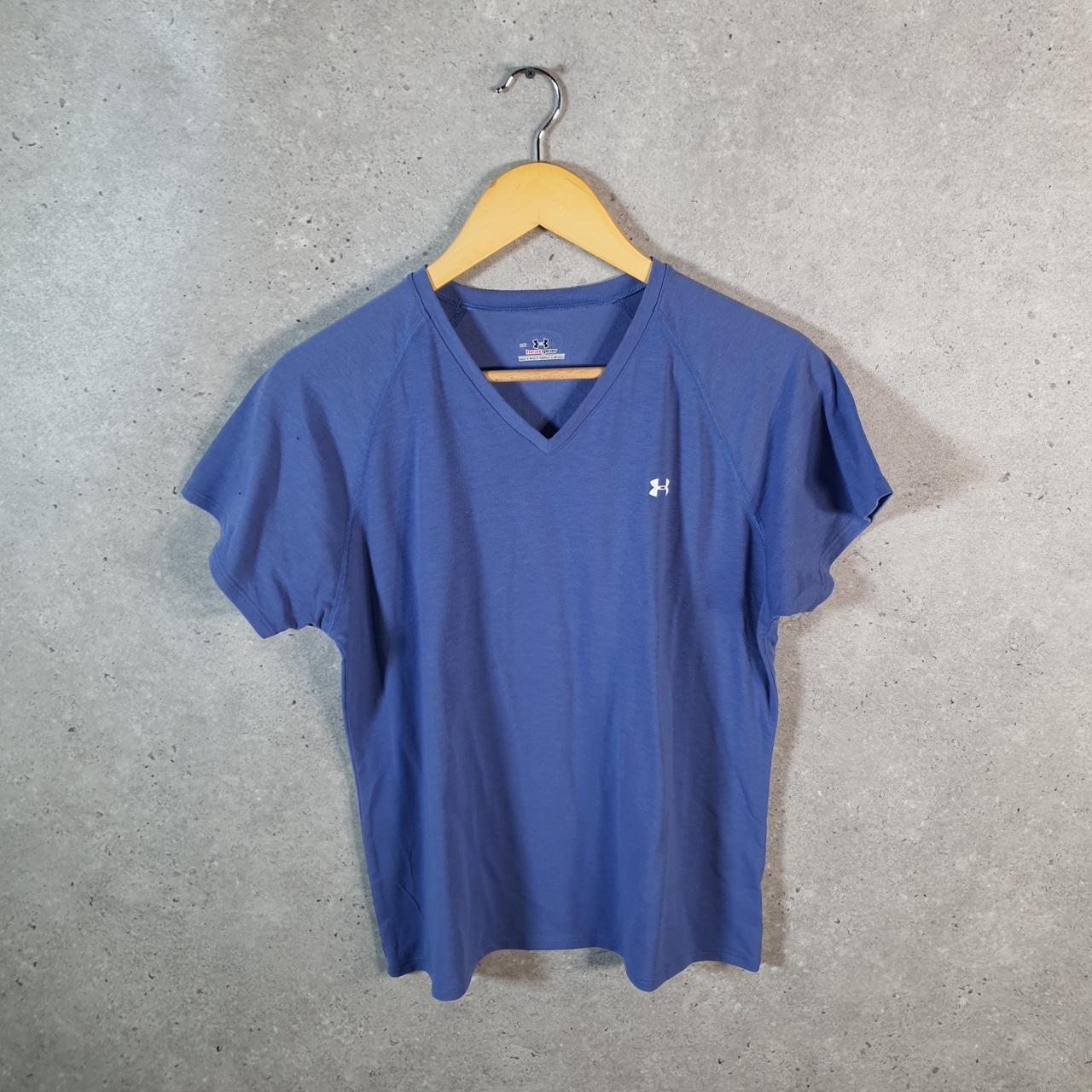 Vintage Under Armour Spellout T Shirt Shirt Womens Large Blue Loose Heat Gear Athletic C9667