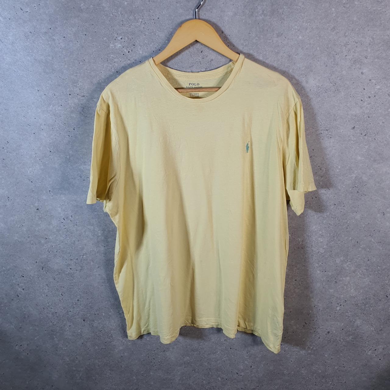 Vintage Ralph Lauren Polo T Shirt Men’s XL Yellow Embroidered Pony Classic Fit C9112