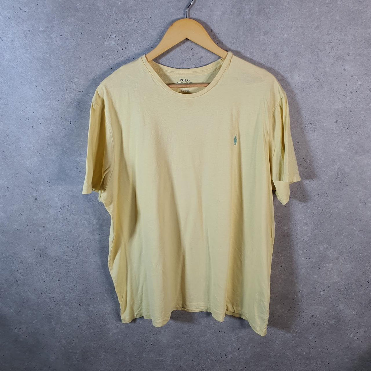 Vintage Ralph Lauren Polo T Shirt Men’s XL Yellow Embroidered Pony Classic Fit C9112