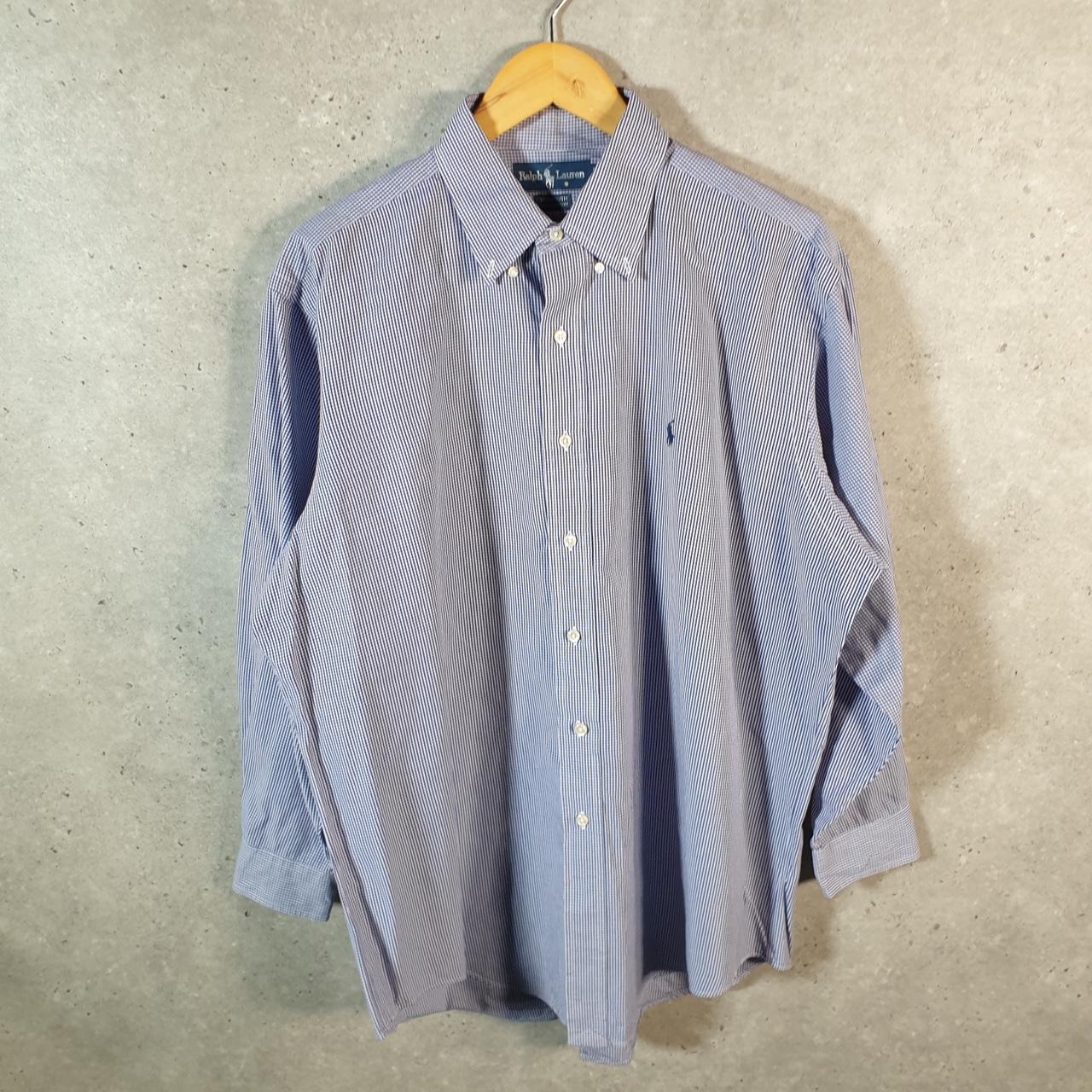 Vintage Ralph Lauren Button Down Shirt Men’s XL Blue Checkered Yarmouth Pony Casual C8079