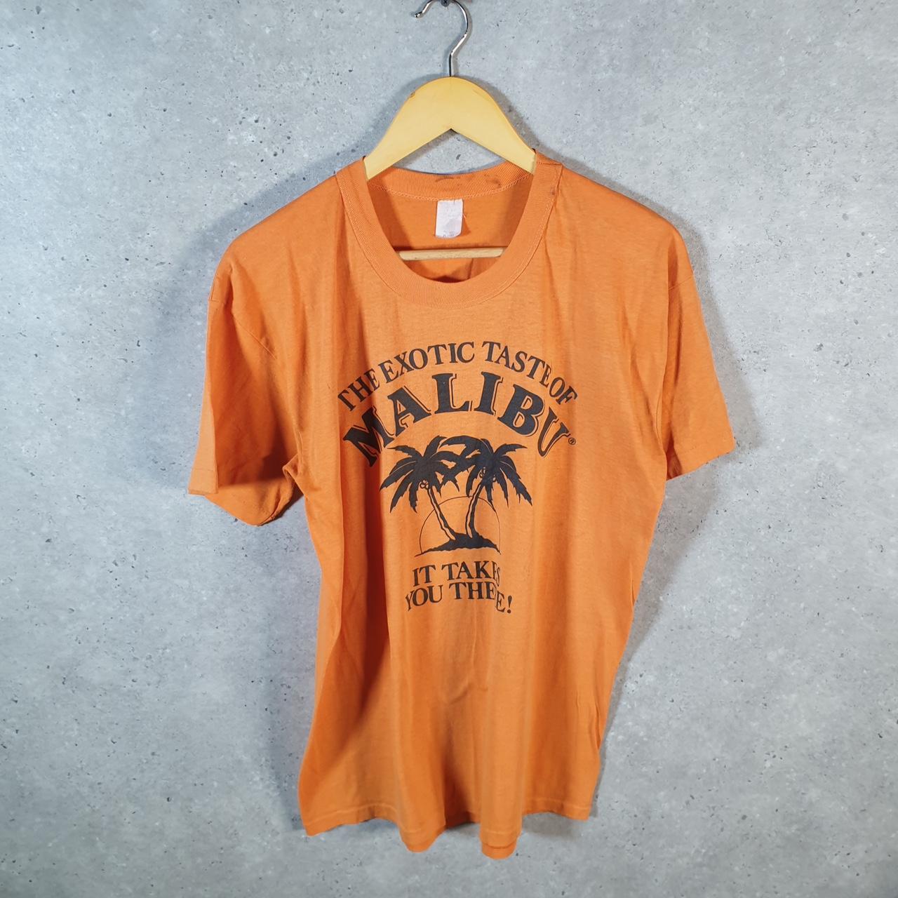 Vintage Exotic Taste Of Malibu 90s USA Single Stitch T Shirt Men’s Medium Orange