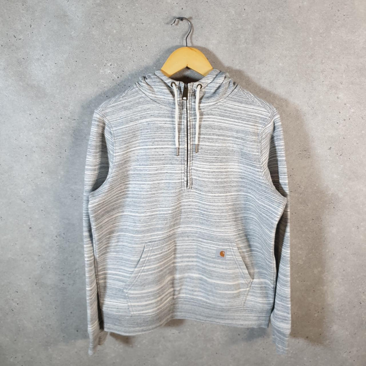 Vintage Carhartt Hoodie Womens Medium Grey Pullover Blank Sweatshirt USA Relaxed Fit