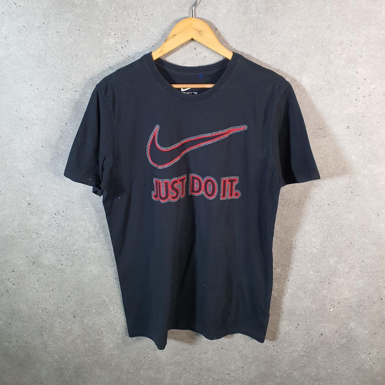 Vintage Nike Just Do It T Shirt Men’s Large Black Printed Single Swoosh Logo Athletic Big Fish Vintage