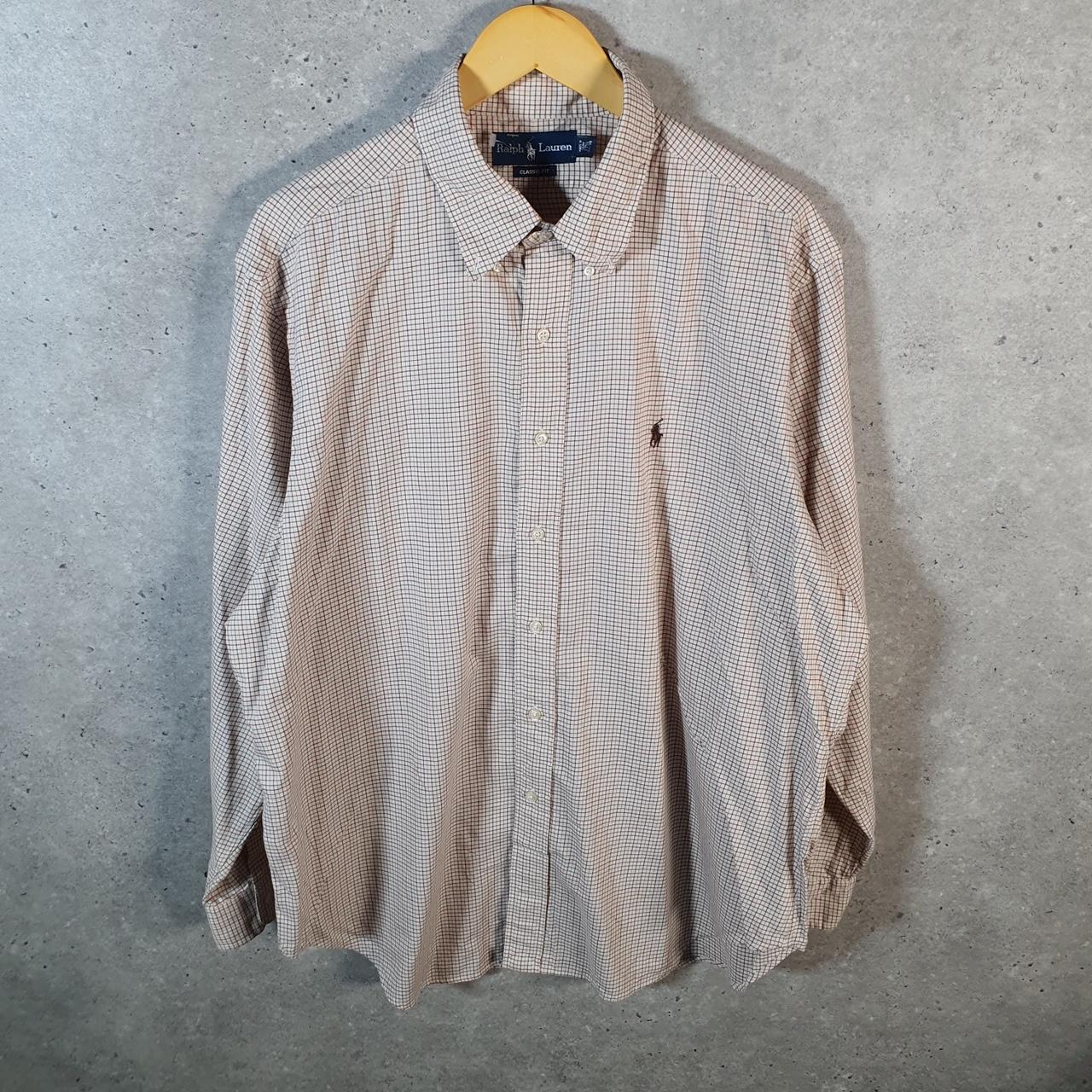 Vintage Ralph Lauren Button Down Shirt Men’s Large Checkered Classic Fit Pony
