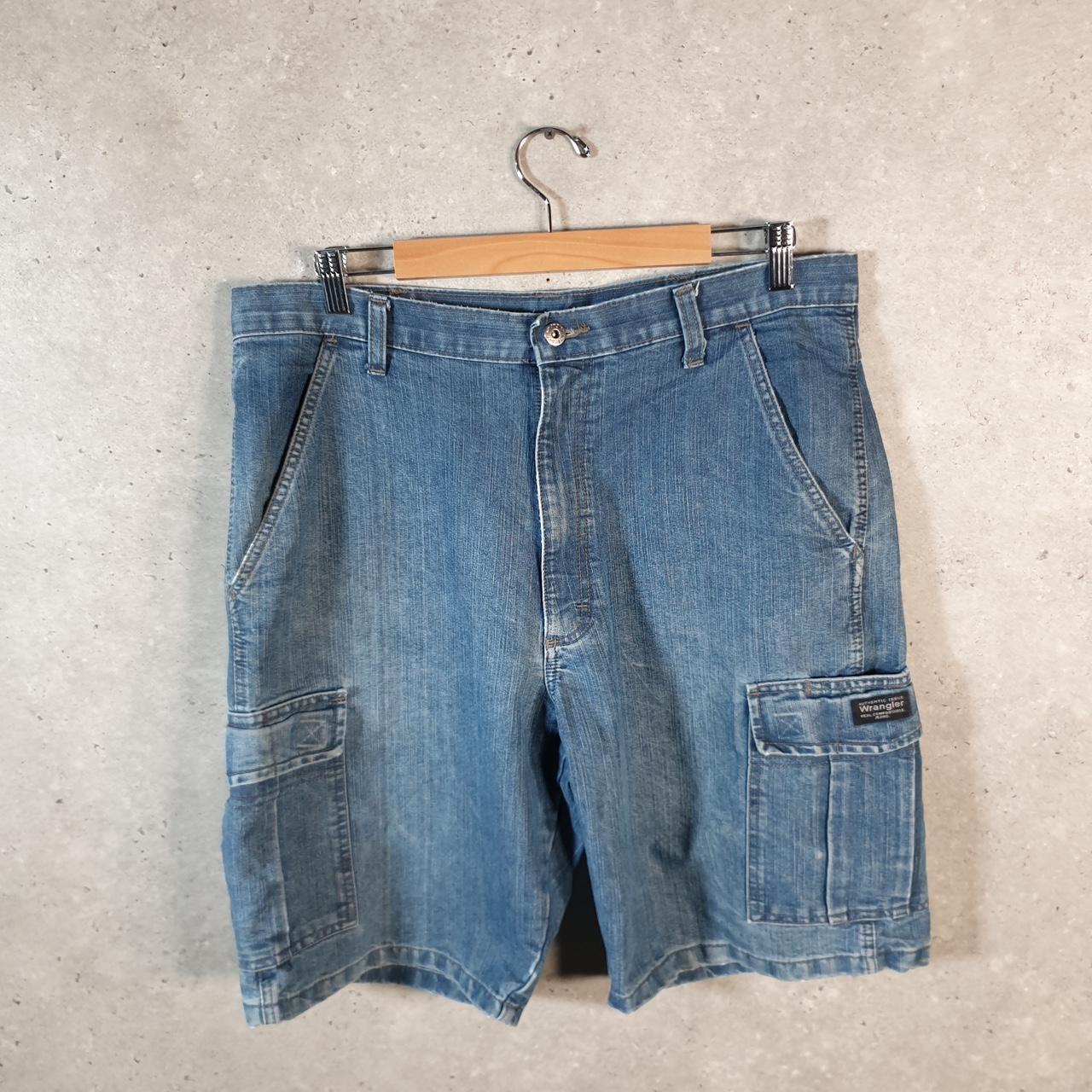 Vintage Wrangler Denim Shorts Jorts Cargo Men’s W34 Blue Baggy Cotton