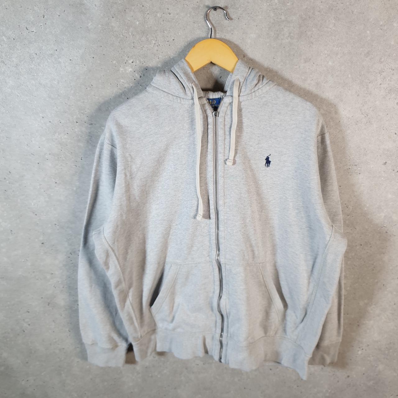 Vintage Ralph Lauren Polo Heavyweight Hoodie Men’s XL Slim Grey Cotton Full Zip Pony