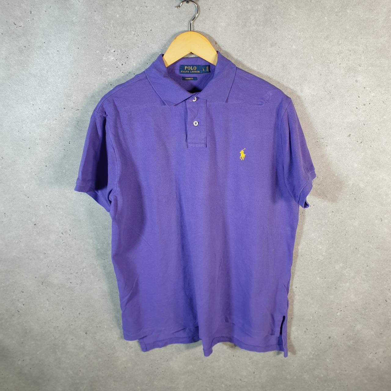 Vintage Ralph Lauren Polo Shirt Men’s Large Purple Custom Fit Embroidered Pony C9768