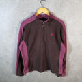 Vintage Nike ACG Fleece 1/4 Zip Sweatshirt Womens XL Brown Fluffy Teddy Logo Swoosh