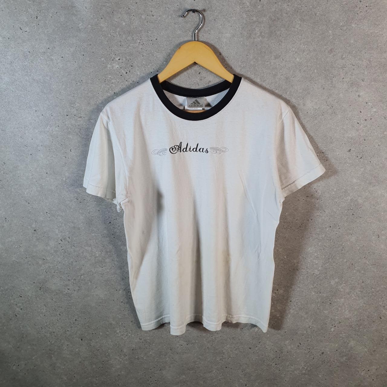 Vintage Adidas Spellout 90s Retro T Shirt Womens Large White Logo Athletic