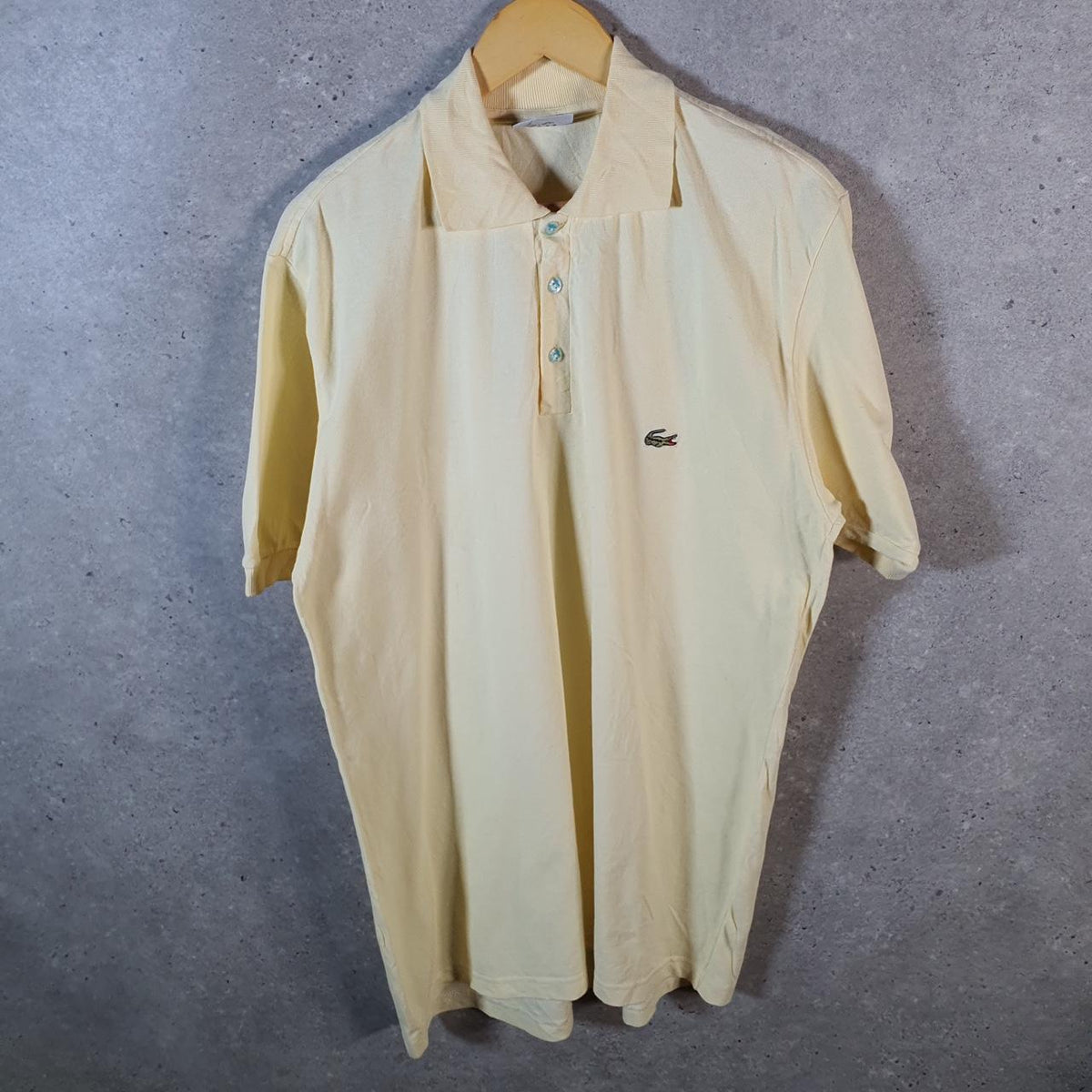 Vintage Lacoste Polo Shirt Men’s Large Yellow Regular Fit Embroidered Logo