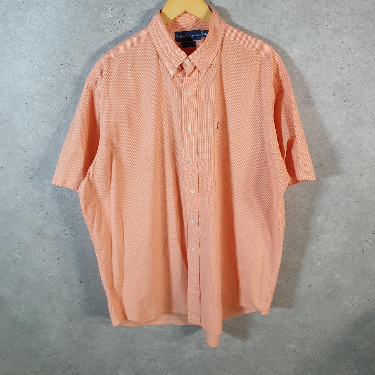 Vintage Ralph Lauren Button Down Shirt Men’s XL Checkered Orange Blake Fit Pony