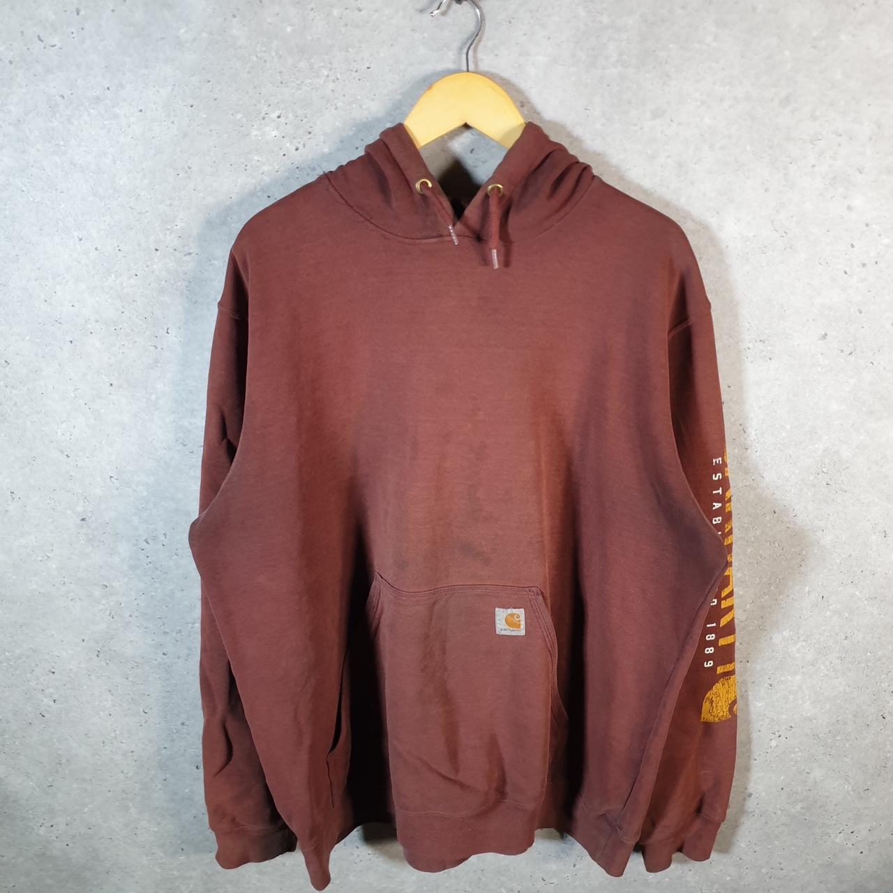 Vintage Carhartt Hoodie Mens XL Burgundy Pullover Blank USA Original Fit