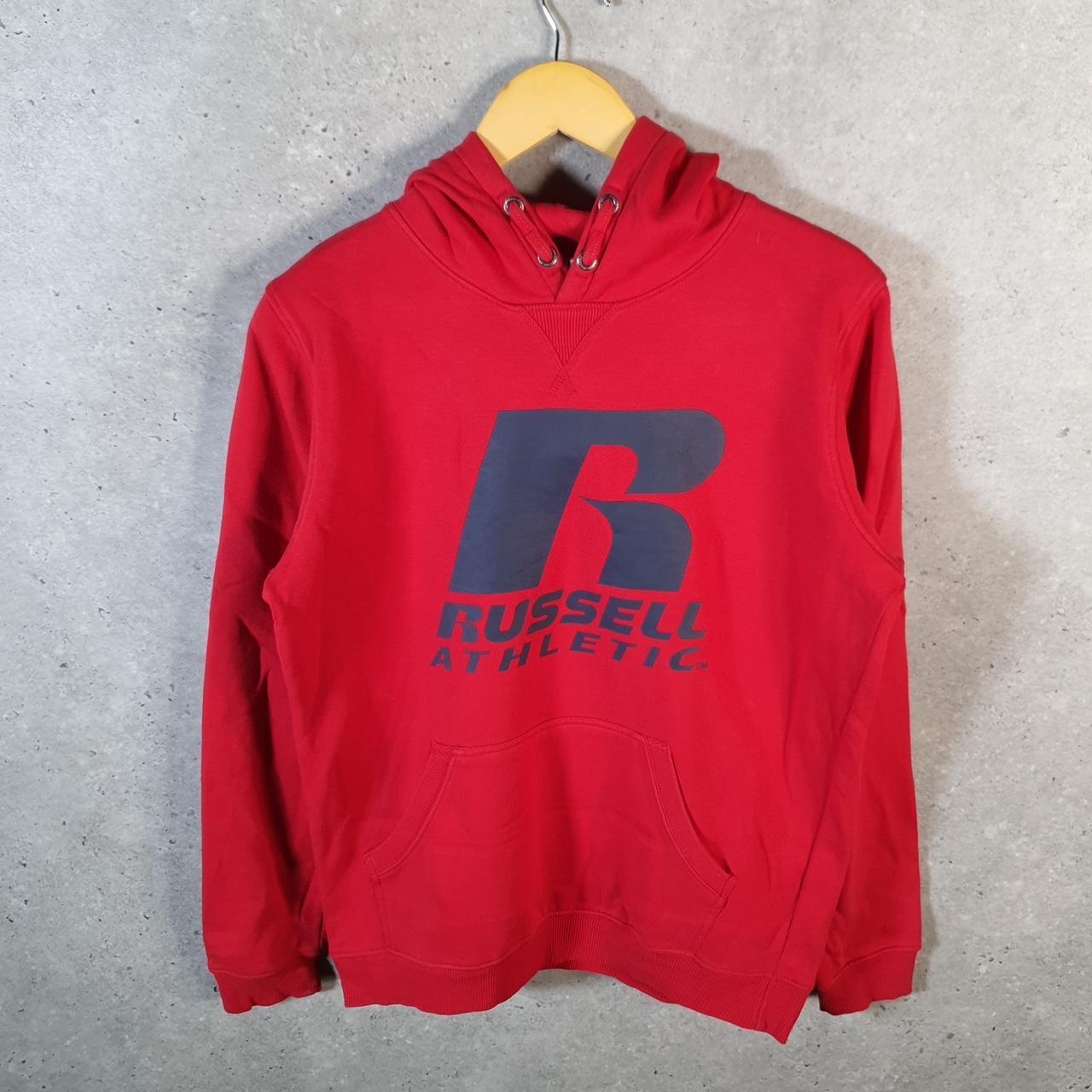 Vintage Russell Athletic Spellout Hoodie Youth 15-16 Years Old Red Pullover Baggy