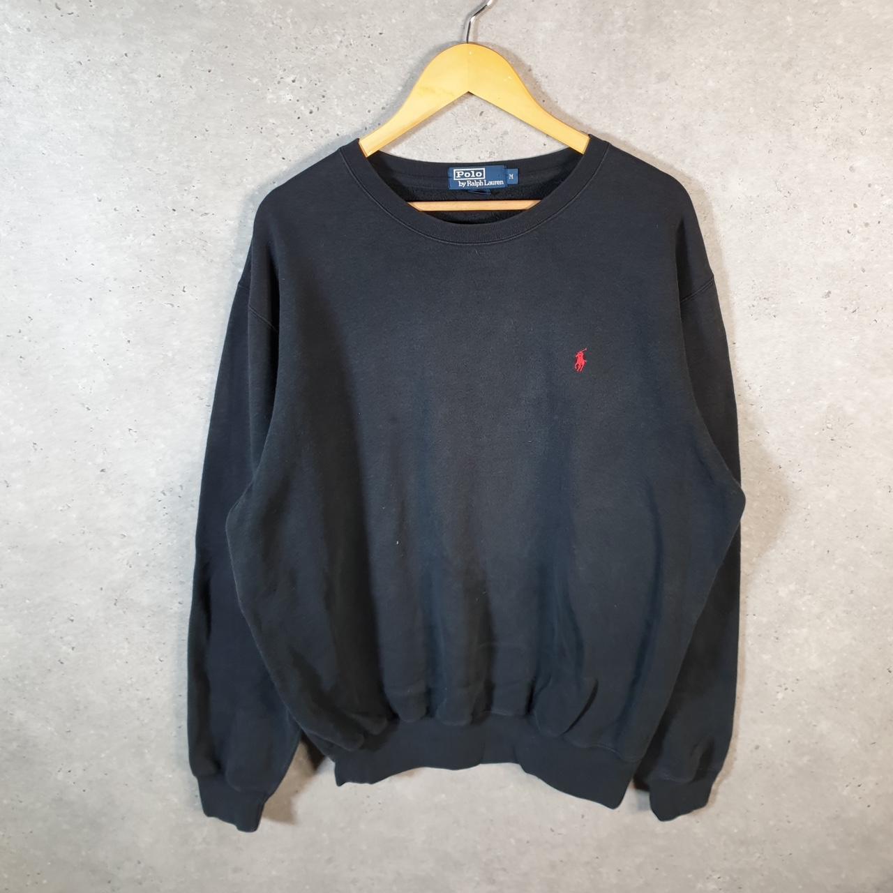 Vintage Ralph Lauren Polo Sweatshirt Men’s Medium Black Cotton Pullover Pony