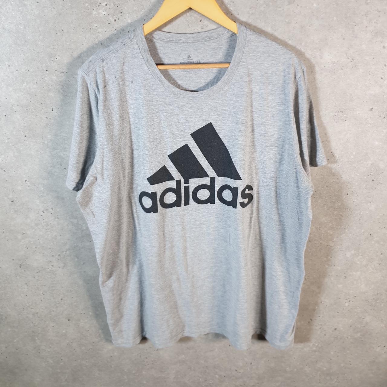 Vintage Adidas Amplifier T Shirt Men’s XL Grey Three Stripes Logo Athletic