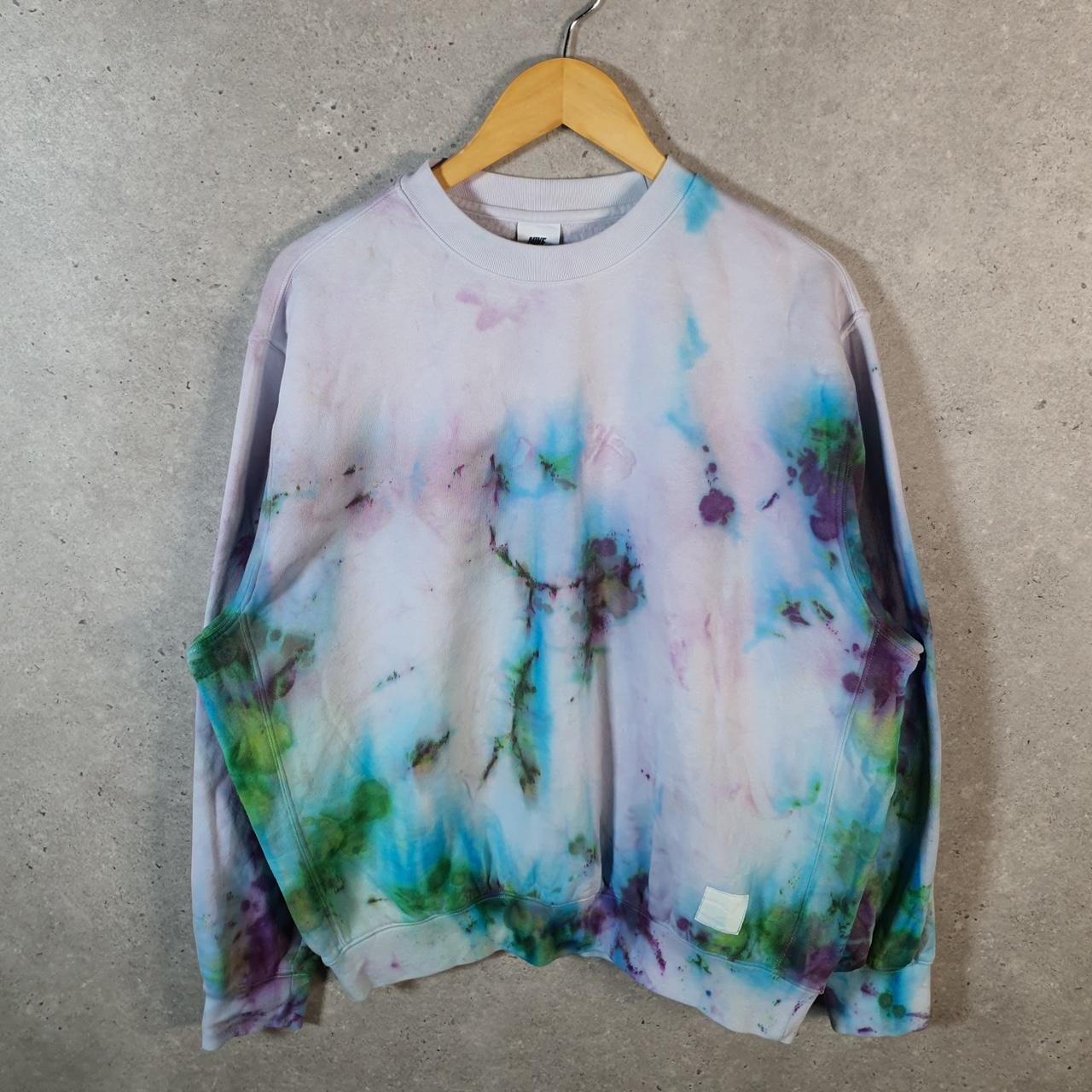 Vintage Nike Club Tie Dye Sweatshirt Men’s Large Swoosh Y2K Pullover Logo