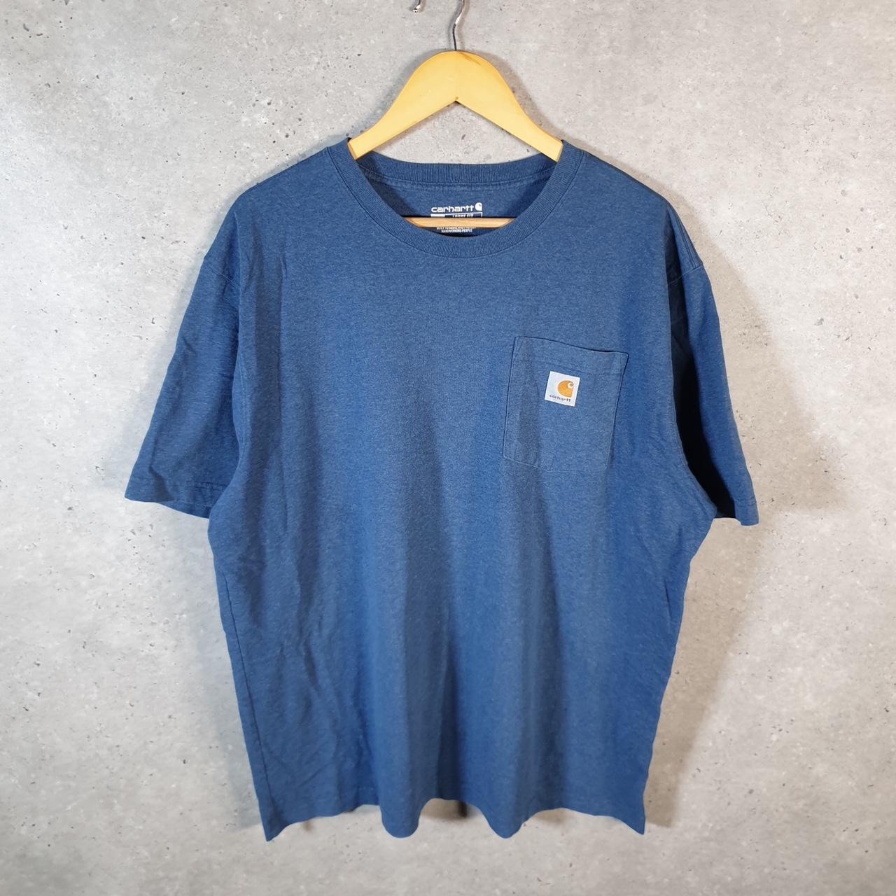 Vintage Carhartt Pocket T Shirt Men’s Large Blue Workwear Chore Utility Loose Fit
