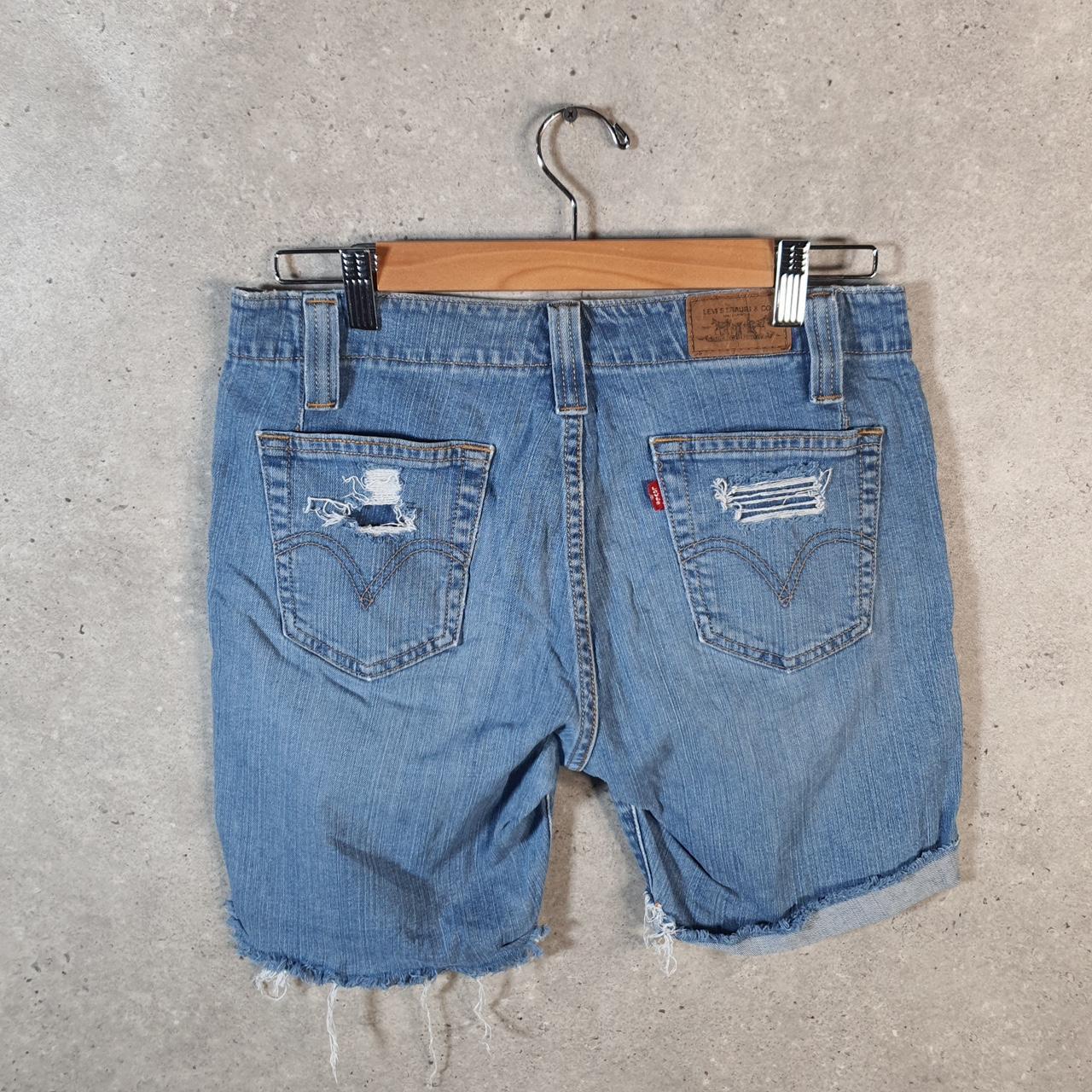 Vintage Levi’s 525 Cut Off Baggy Shorts Jorts Cargo Womens W30 Blue Relaxed Denim