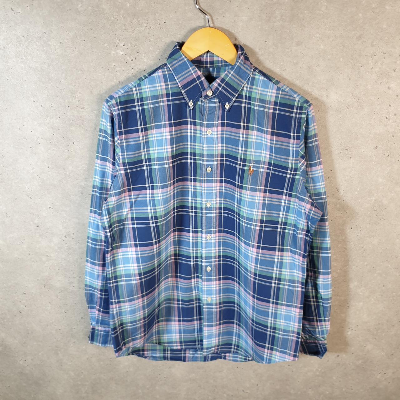 Vintage Ralph Lauren Button Down Shirt Men’s Medium Checkered Pony Cotton