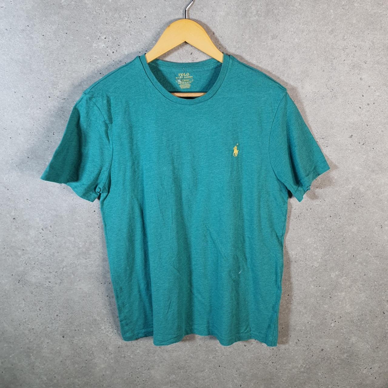 Vintage Ralph Lauren Polo T Shirt Men’s Large Blue Embroidered Pony Custom Slim Fit C9124