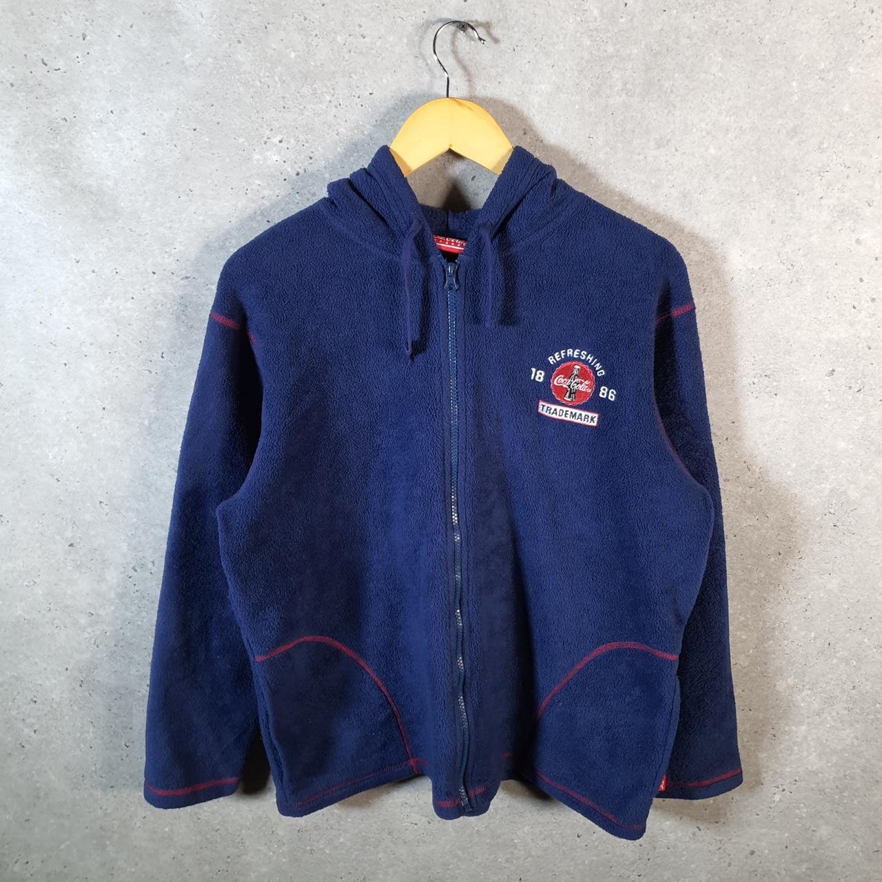 Coca Cola Bottle Fleece Full zip Hoodie Womens Medium Blue Embroidered Logo