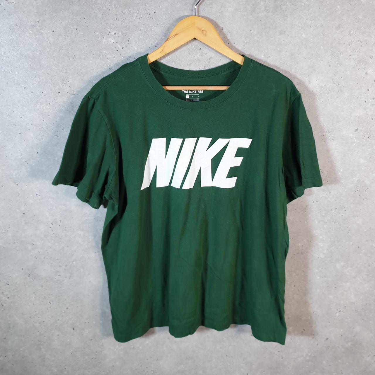 Vintage Nike T Shirt Men’s Large Green Printed Single Swoosh Logo Athletic C8249