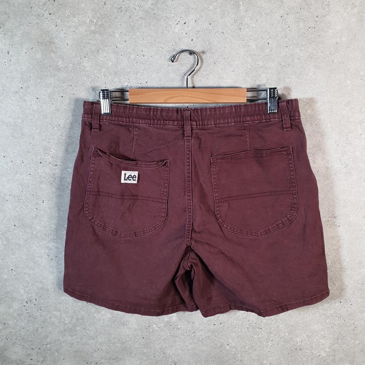Vintage Lee Chino Shorts Jorts Cargo Womens W32 Burgundy Red Baggy Cotton A4437